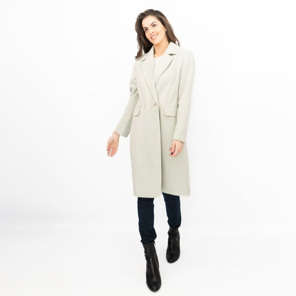 Phase Eight Revere Coat Wool Blend Double Breasted Knee Length Light Green - Quality Brands Outlet