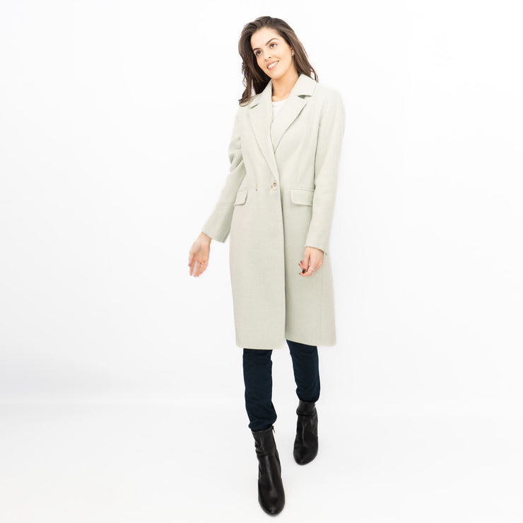 Phase Eight Revere Coat Wool Blend Double Breasted Knee Length Light Green