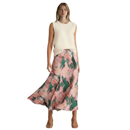 White Stuff Purple Floral Longer Length Midi Skirt-Quality Brands Outlet-