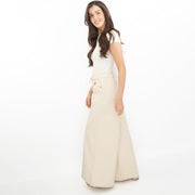 M&S Wide Leg Palazzo High Waist Jeans Ecru - Quality Brands Outlet