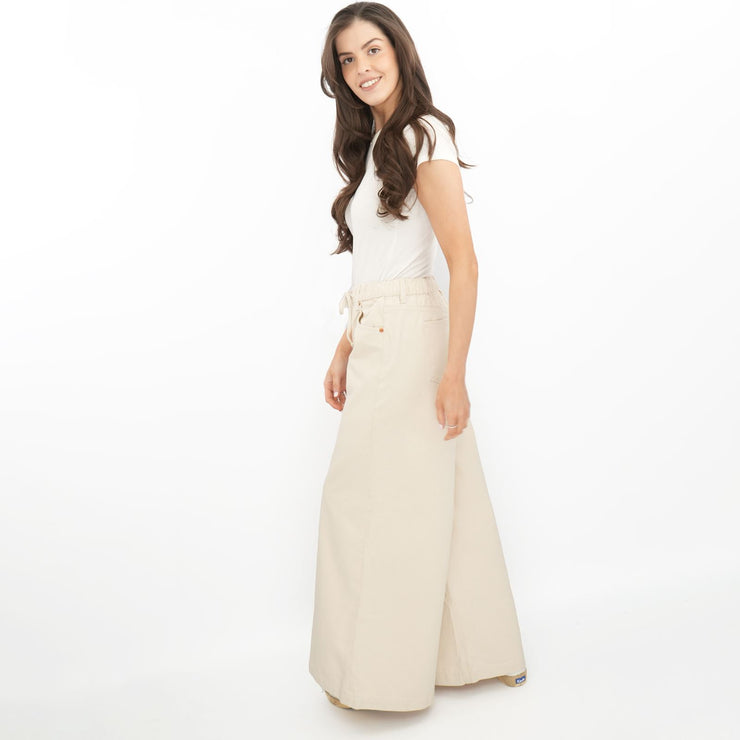 M&S Wide Leg Palazzo High Waist Jeans Ecru - Quality Brands Outlet