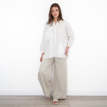 East Clothing Shirt Relaxed Fit White Cotton Blouse - Quality Brands Outlet