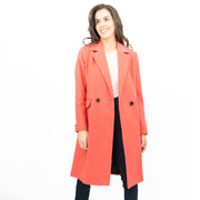 Phase Eight Revere Coat Wool Blend Double Breasted Knee Length Pink