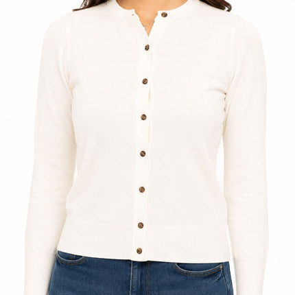 M&S Cardigan Classic Button Up White