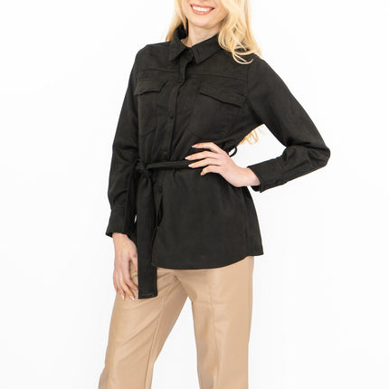 New Look Womens Suedette Shacket Black