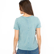 White Stuff Neo Embroidered Pastel Green T-Shirts Short Sleeve Casual Cotton Tops