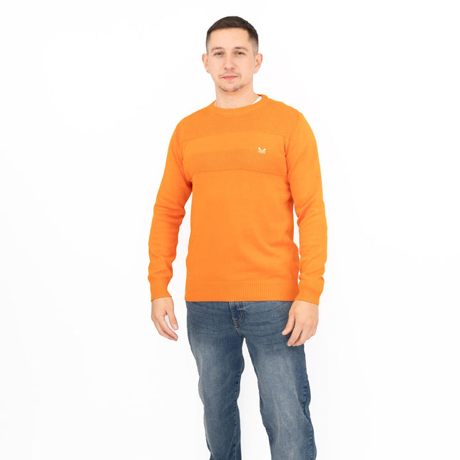 Crew Clothing Mens Rib Knitted Jumper Long Sleeve Orange-Quality Brands Outlet-