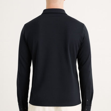 Porofino Polo Shirt Navy Long Sleeve Tops-Quality Brands Outlet-
