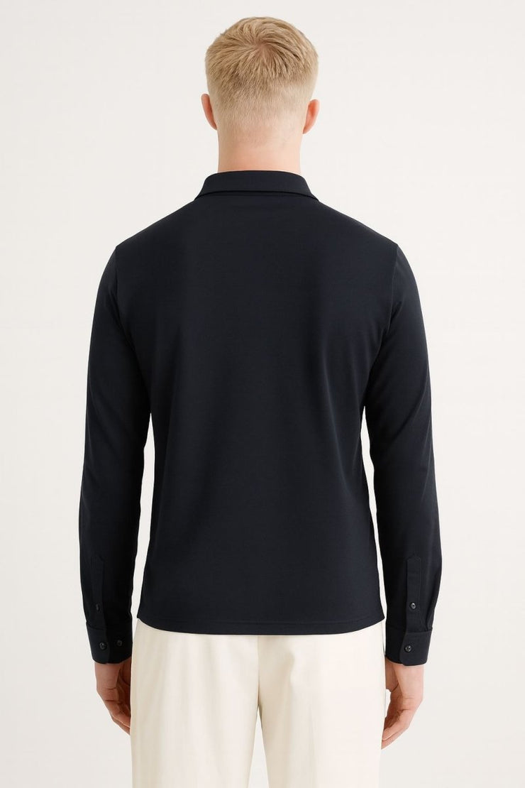 Porofino Polo Shirt Navy Long Sleeve Tops - Quality Brands Outlet