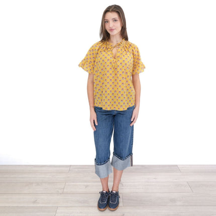 Joules Yellow Melissa Blouse Short Sleeve - Quality Brands Outlet