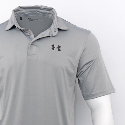 Under Armour Mens HeatGear Golf Sports Grey Polo Shirt Casual Tops