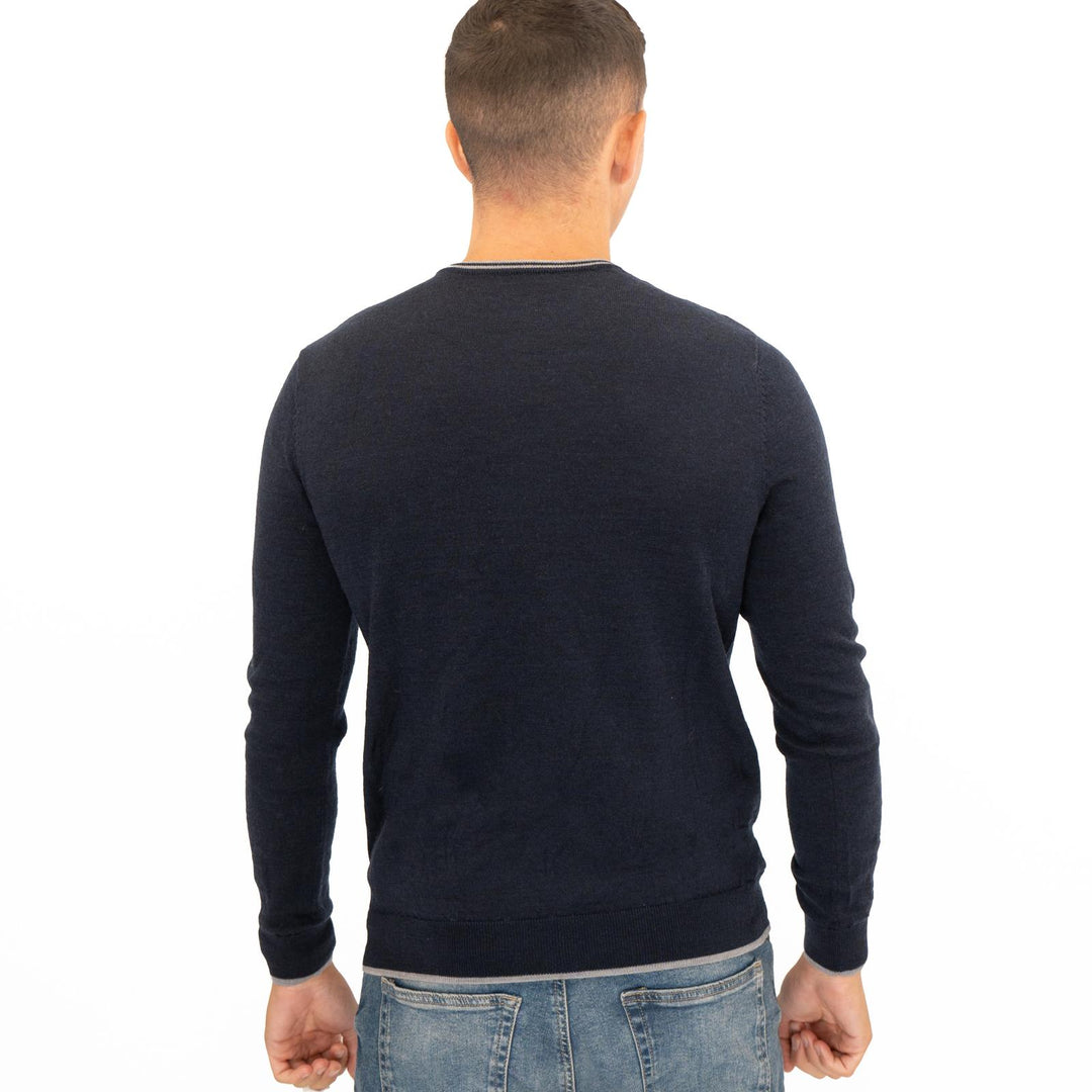 Nicole Farhi Farhi Mens Crew Neck Merino Wool Jumper Navy Quality Brands Outlet