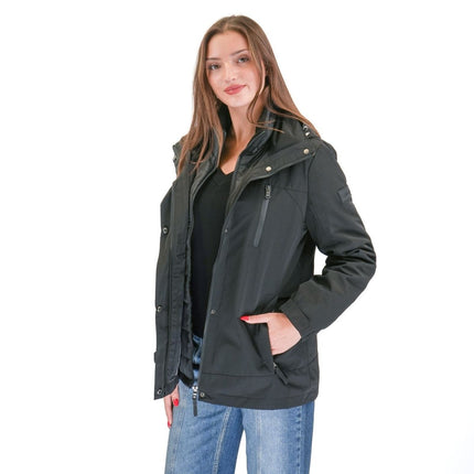 3-in-1 Waterproof Ski Jacket Black with Detachable Insert-Quality Brands Outlet-