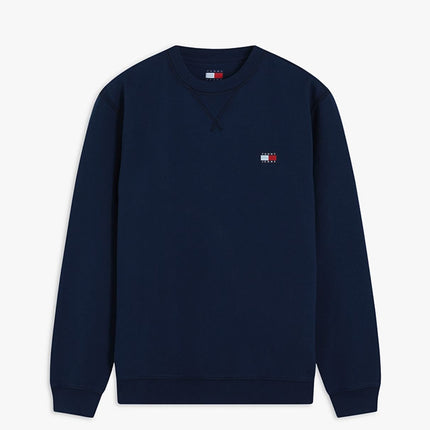 Mens Sweatshirts Badge Fleece Crew Neck Long Sleeve Tops - Navy-Quality Brands Outlet-