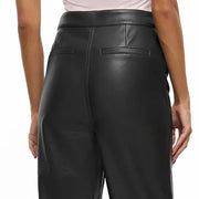 River Island Faux Leather Straight Leg Trousers Black - Quality Brands Outlet