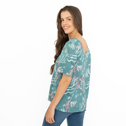 Seasalt Green Seaweed Linen Blouse Relaxed Fit Short Sleeve Tops-Quality Brands Outlet-