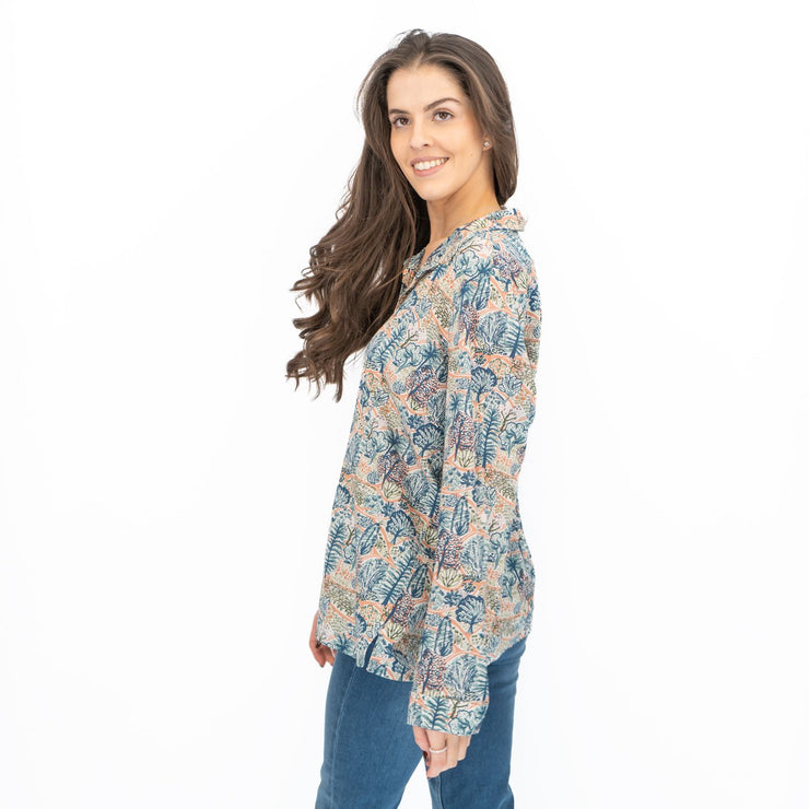 Seasalt Larissa Shirt Blue Forest Print - Quality Brands Outlet