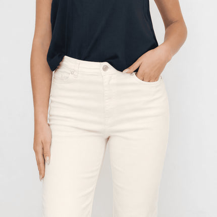 M&S Jeans Soft White Slim Flare High Waisted Bootcut Jeans-Quality Brands Outlet-