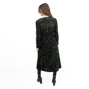 Velvet Sequin Wrap Midi Dress Sparkle Green - Quality Brands Outlet