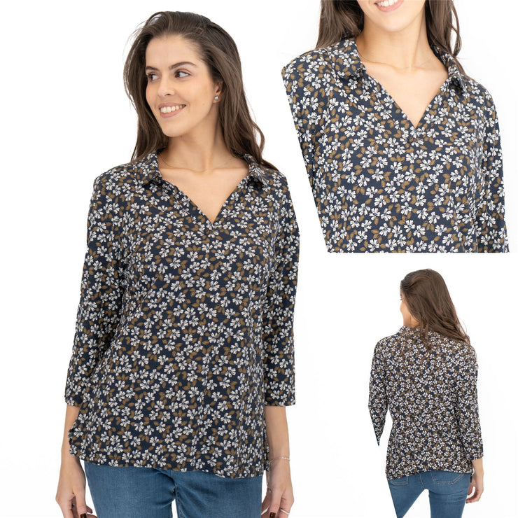 Seasalt Womens Wavecrest Shirt Navy Blue Cotton Jersey - Quality Brands Outlet