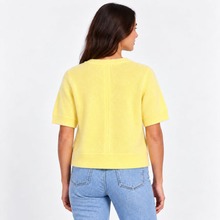 Womens Knit Tops Yellow Half Sleeve Crew Neck Jumper-Quality Brands Outlet-