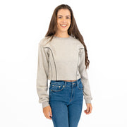 True Religion Grey Soft Cotton Sweatshirt Long Sleeve Crop Tops