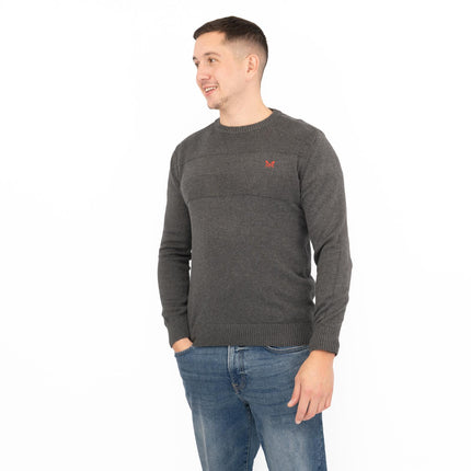 Crew Clothing Mens Rib Knitted Jumper Long Sleeve Dark Grey-Quality Brands Outlet-