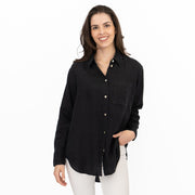 M&S Womens Black Pure Linen Collared Blouse