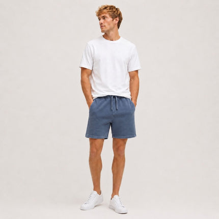 M&S Pure Cotton Jersey Shorts Elasticated Waist Blue - Quality Brands Outlet