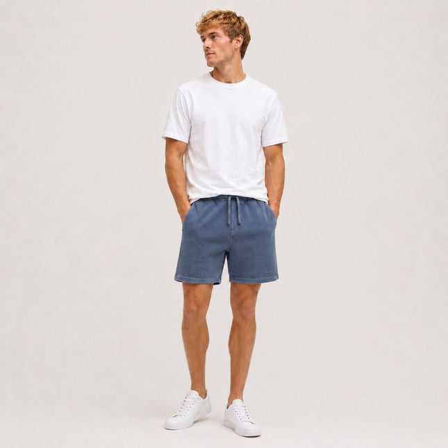 M&S Pure Cotton Jersey Shorts Elasticated Waist Blue - Quality Brands Outlet