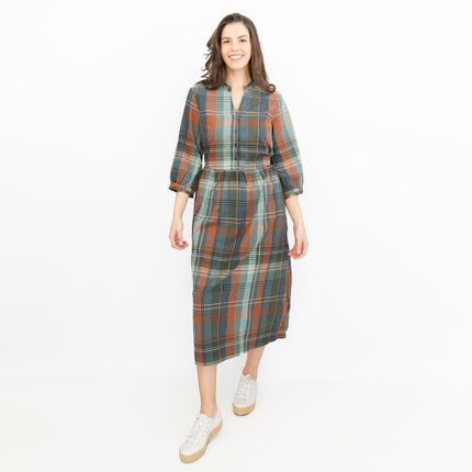 Seasalt Fair Green Check Midi Dress-Quality Brands Outlet-