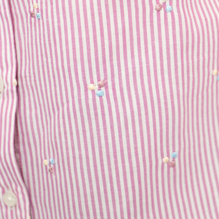Crew Clothing Womens Pink Striped Embroidered Shirt