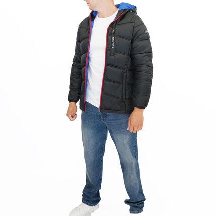 Nautica Mens Performance N83 Hooded Puffer Jacket Black-Quality Brands Outlet-