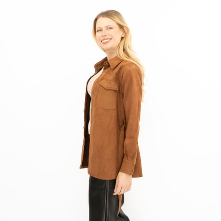 New Look Womens Suedette Shacket Rust Brown - Quality Brands Outlet