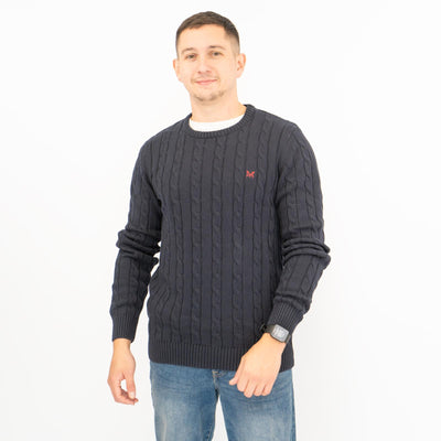 Crew Clothing Mens Oarsmen Midweight Cable Knit Jumper - Quality Brands Outlet