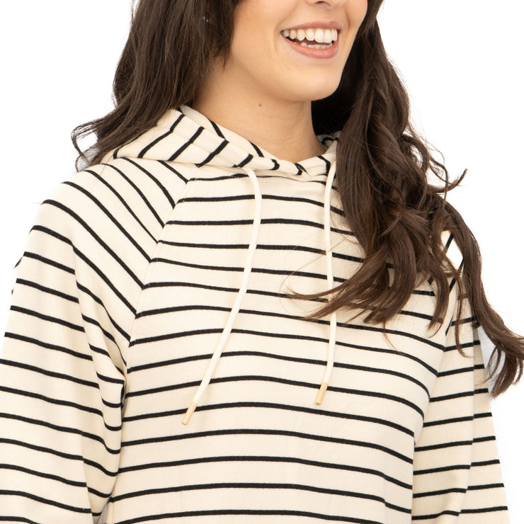 M&S Womens Striped Longline Hoodie Pure Cotton - Quality Brands Outlet