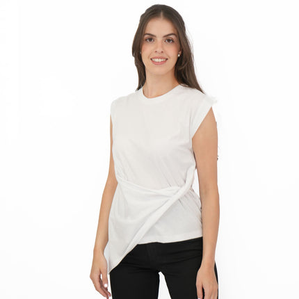 Tilly Drape Cotton Tops White-Quality Brands Outlet-