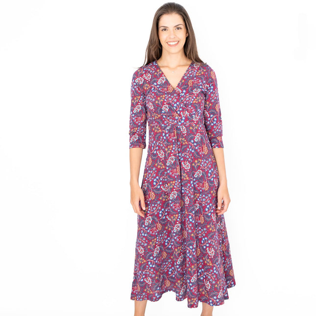 Seasalt Red Floral Chacewater Jersey Midi Dress-Quality Brands Outlet-
