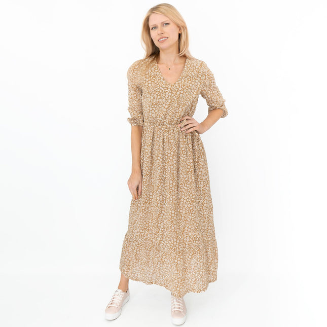 Seasalt Brown Coast Path Floral Corn Marigold Dress-Quality Brands Outlet-
