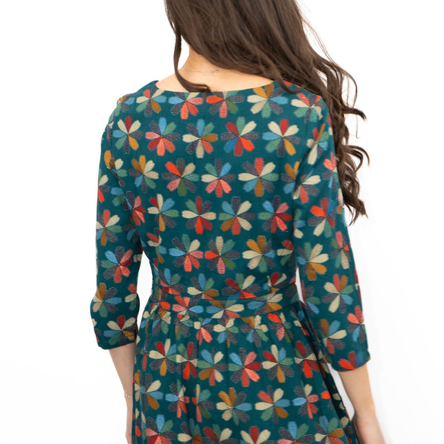 Seasalt Teal Forestry Dress in Floral Quilt Loch Print-Quality Brands Outlet-