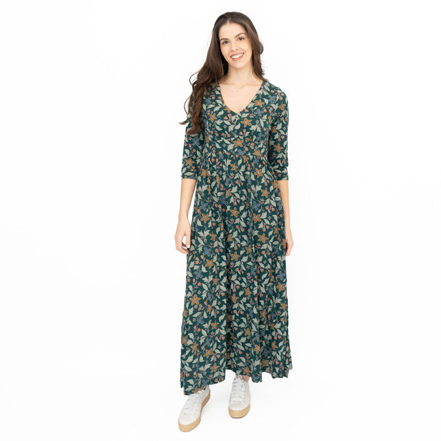 Seasalt Maggie Maxi Dress Green Stitched Clematis Lotch-Quality Brands Outlet-