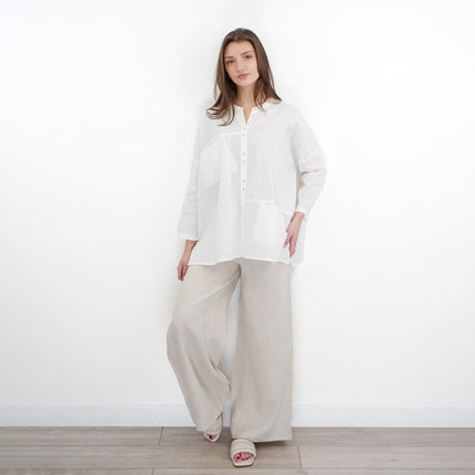 East Clothing Shirt Relaxed Fit White Cotton Blouse - Quality Brands Outlet