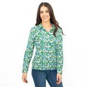 Seasalt Larissa Shirt Top Green Cotton Woodland Garlic Chalk Print - Quality Brands Outlet