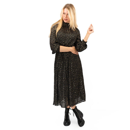 TED BAKER Elsiie Black Gold Star Midi Dress-Quality Brands Outlet-