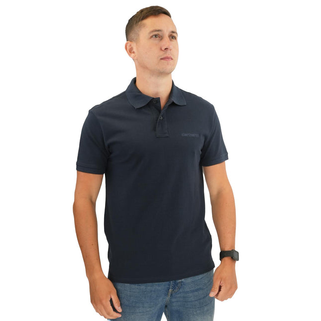 Script Logo Navy Pique Polo Shirts Short Sleeve