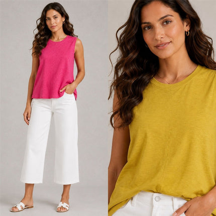 White Stuff Rylee Linen Vest Top Yellow - Quality Brands Outlet