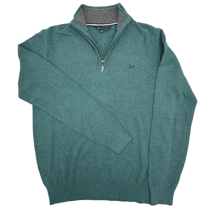 Crew Clothing Half Zip Knitted Jumper Long Sleeve Emerald Green