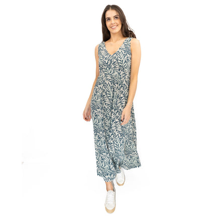 Seasalt Blue Polmanter Floral Maxi Dress Dune Fronds Pool-Quality Brands Outlet-