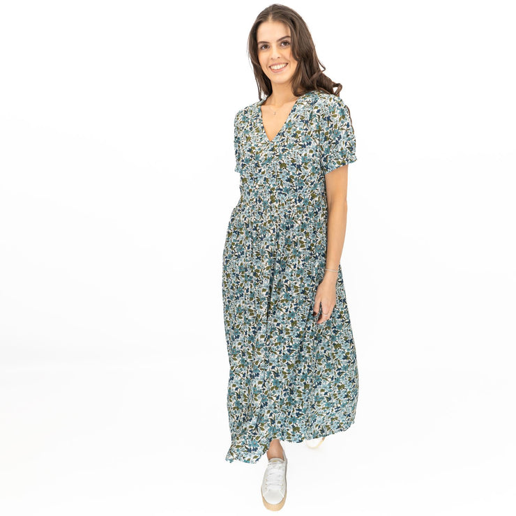 Seasalt Blue Tea Dress Birch Leaf Midaxi - Quality Brands Outlet