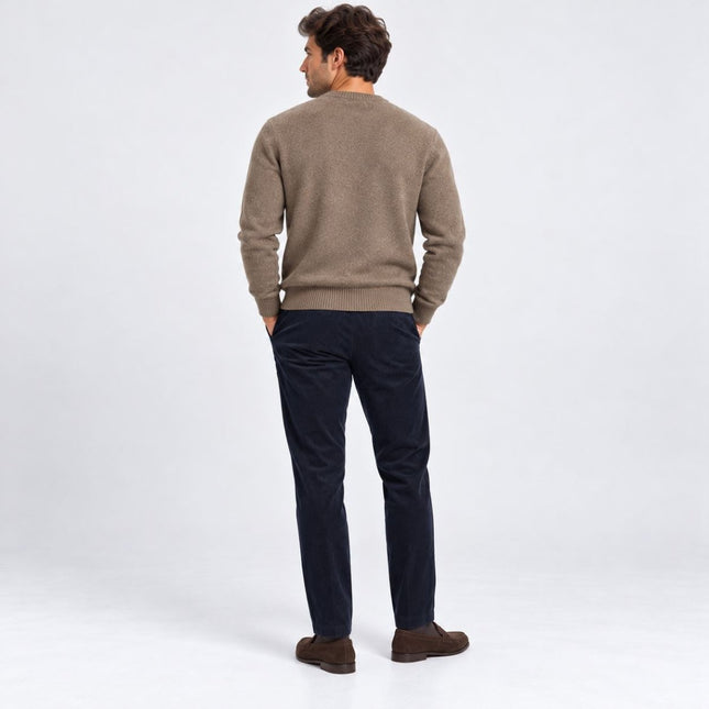 Mens Jumpers Ultimate Lambswool Crew Neck Jumper - Mushroom Taupe-Quality Brands Outlet-